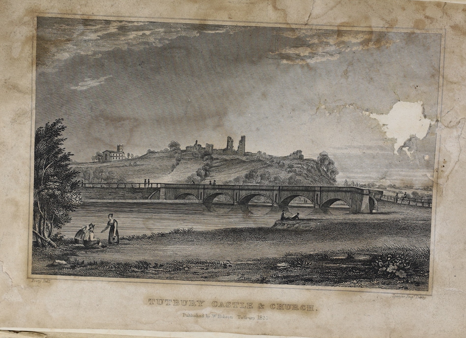 STAFFORDSHIRE: Mosley, Sir Oswald - History of the Castle, Priory, and Town of Tutbury ... plan, 4 plates and a text engraving: rebound cloth-backed marbled boards, 1832